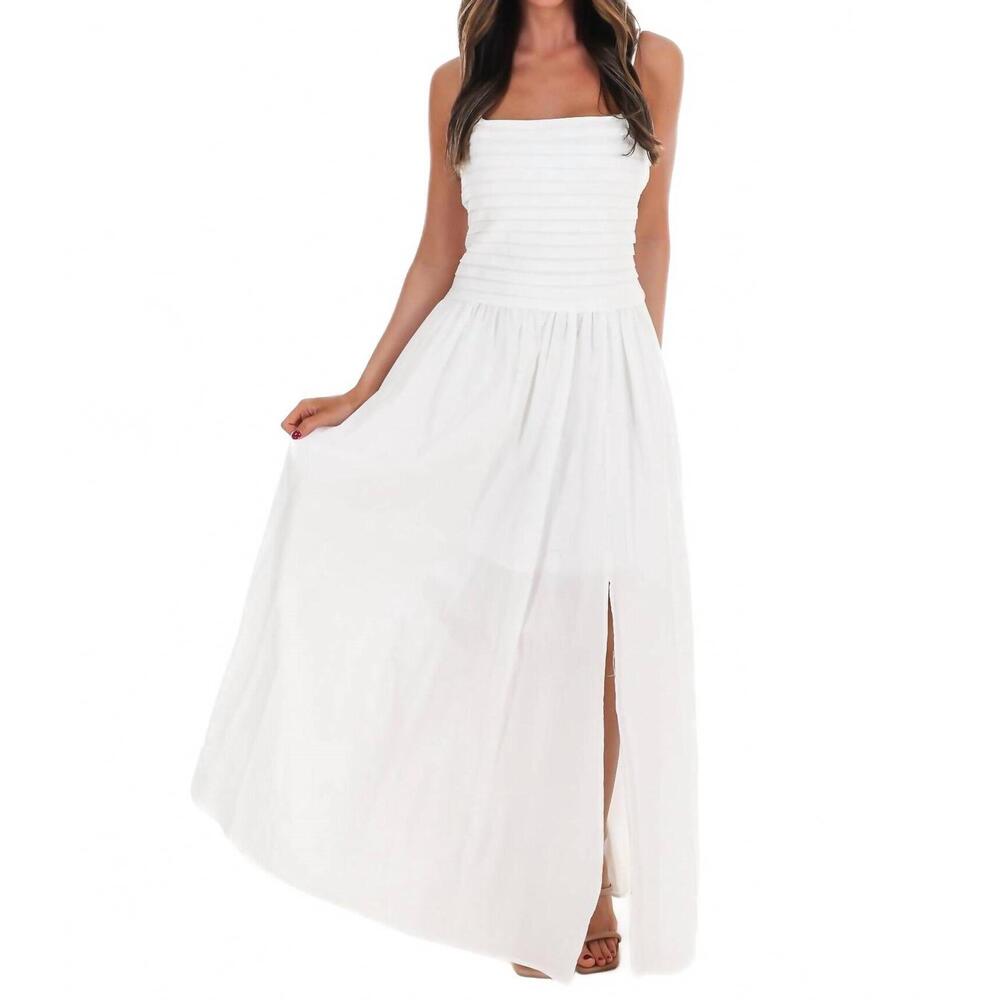 NEW BABY PINK fresh take ruched maxi dress in white